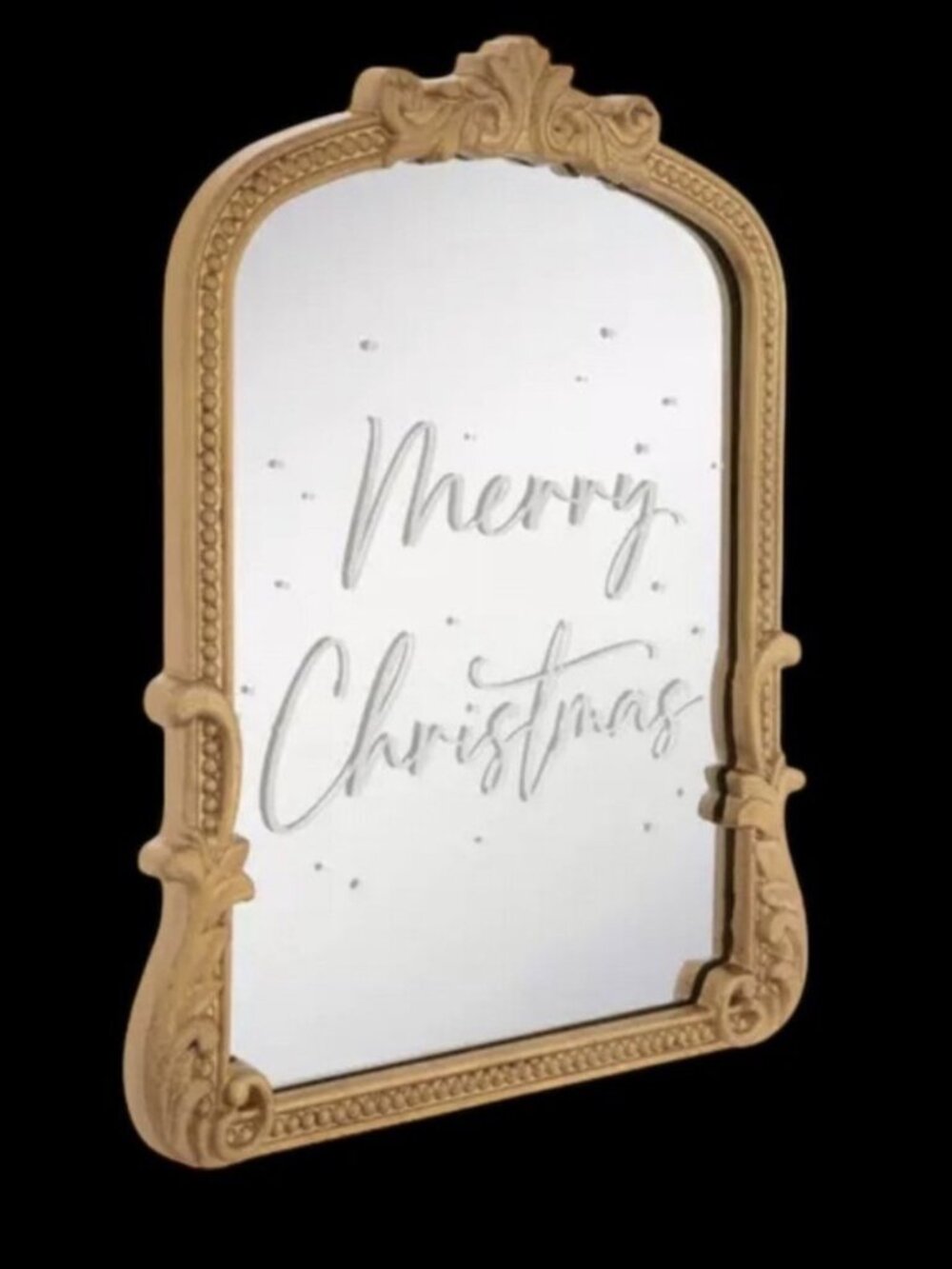 Gold Merry Christmas Bordeaux Arch Mirror Mantel or Wall Holiday Decor